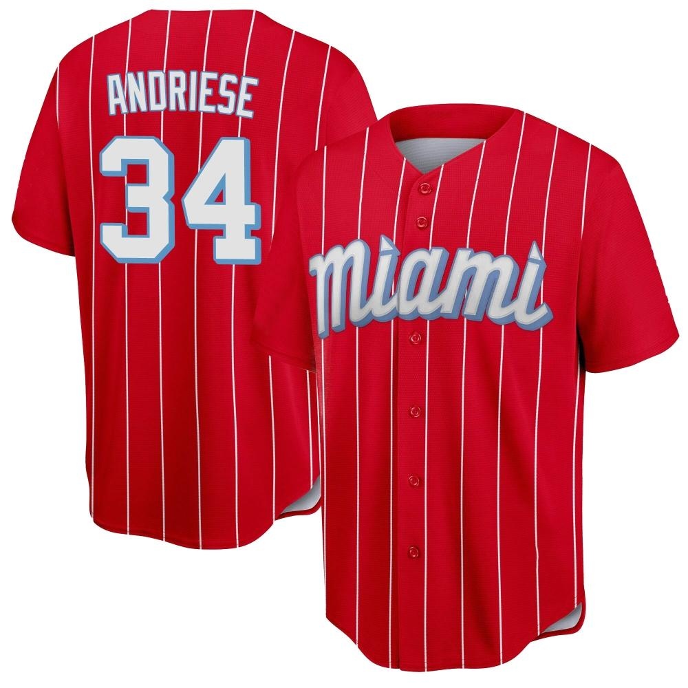Youth Replica Miami Marlins Matt Andriese 2021 City Connect Jersey - Red Youth Replica Miami Marlins Matt Andriese 2021 City Connect Jersey - Red