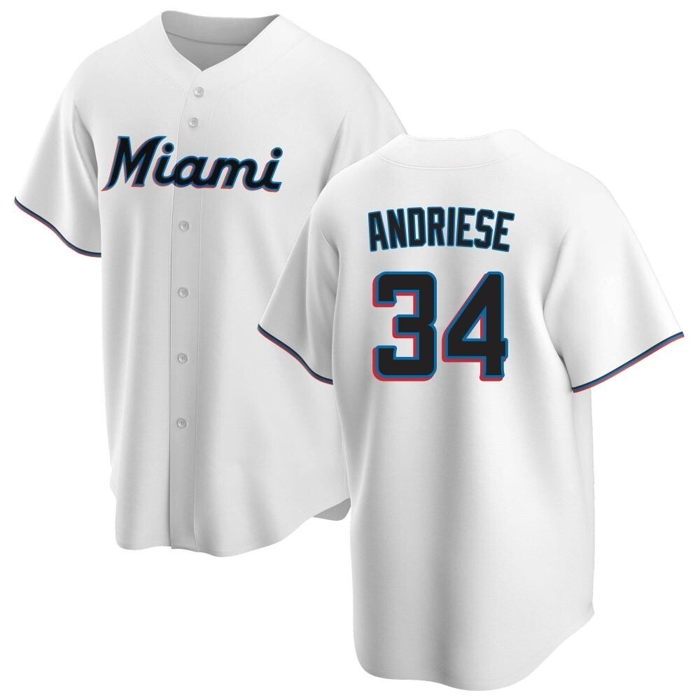 Youth Replica Miami Marlins Matt Andriese Home Jersey - White Youth Replica Miami Marlins Matt Andriese Home Jersey - White