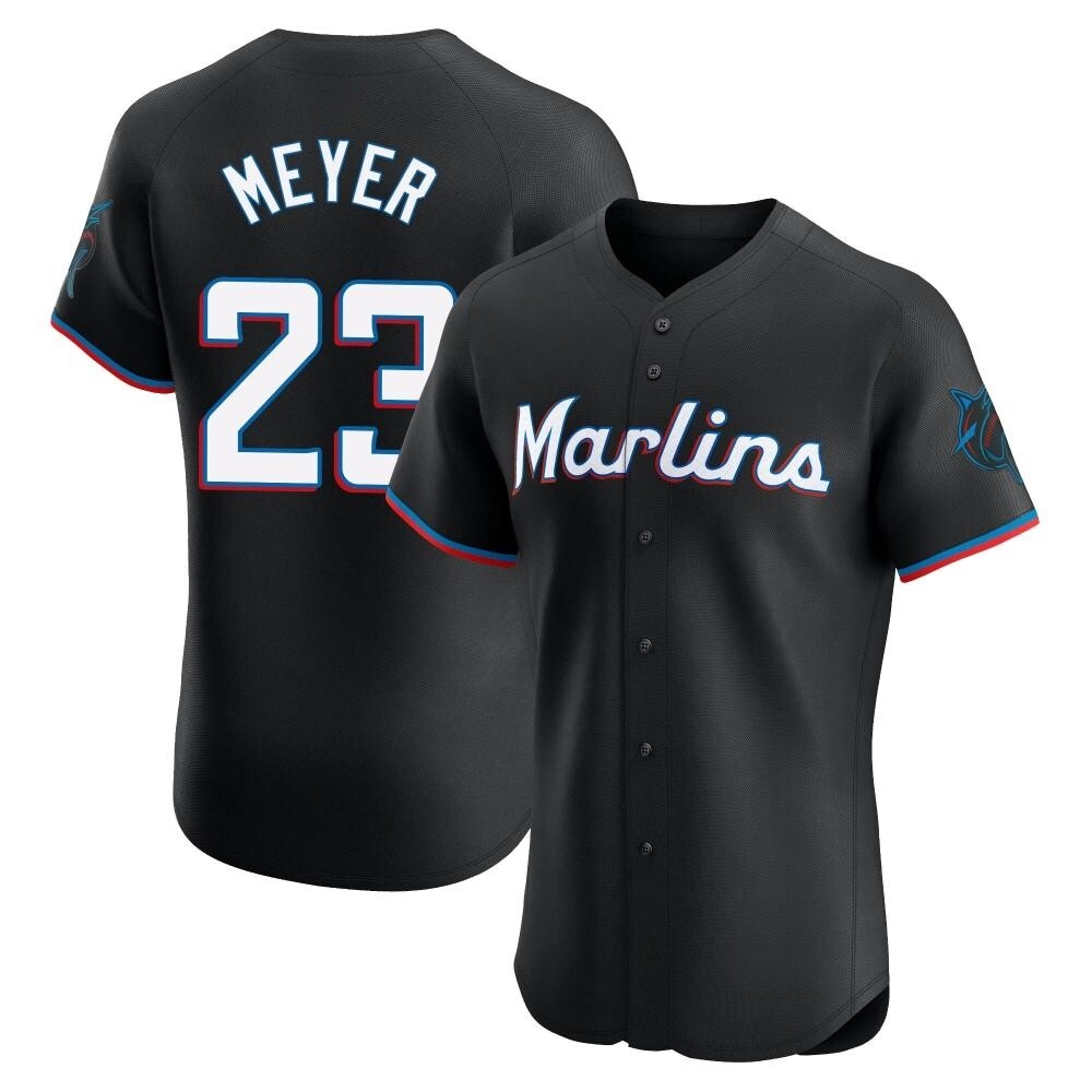 Elite Miami Marlins Max Meyer Alternate Vapor Premier Jersey - Black Elite Miami Marlins Max Meyer Alternate Vapor Premier Jersey - Black