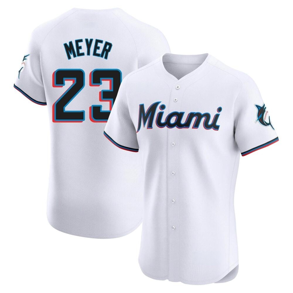 Elite Miami Marlins Max Meyer Home Jersey - White Elite Miami Marlins Max Meyer Home Jersey - White