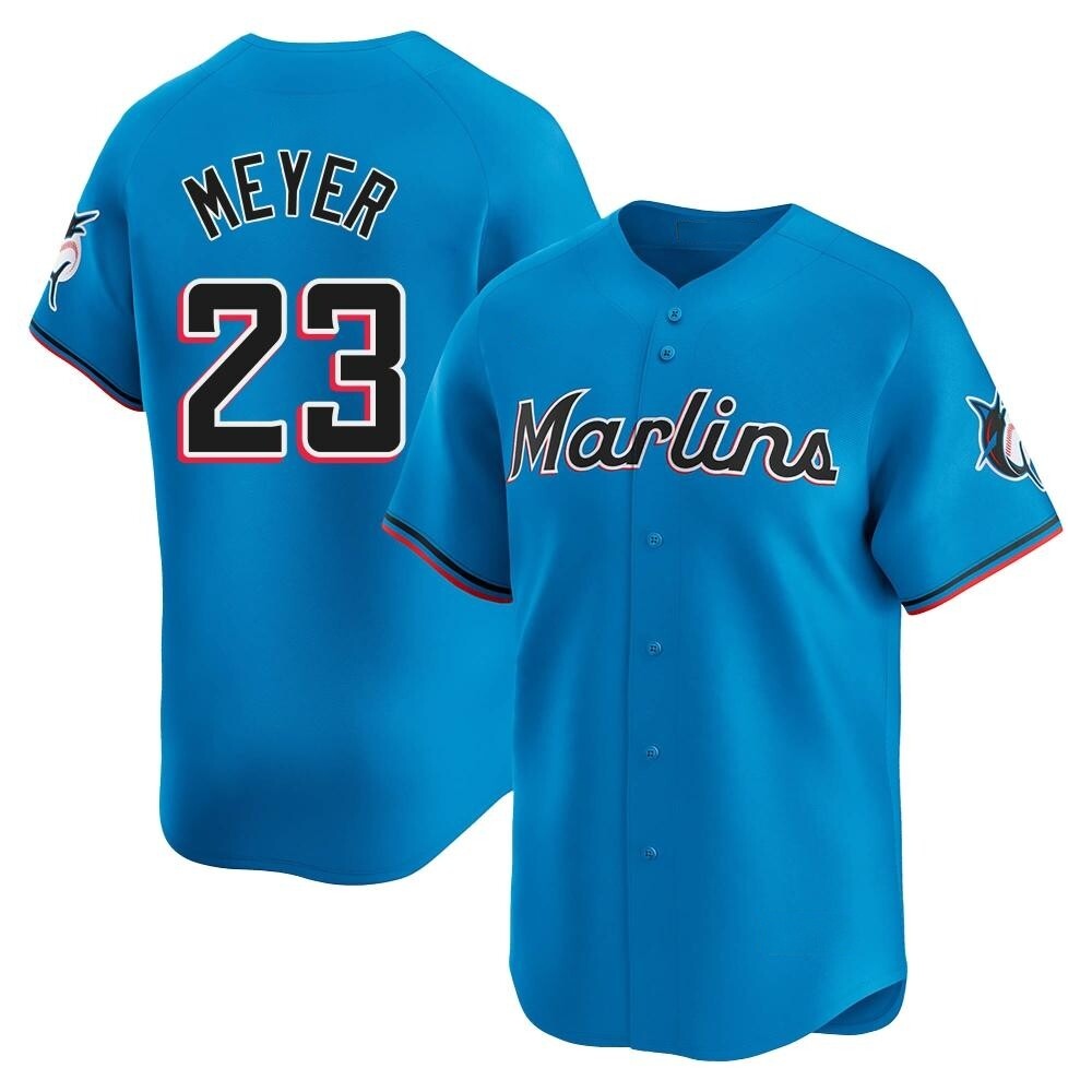Limited Miami Marlins Max Meyer Alternate Jersey - Blue Limited Miami Marlins Max Meyer Alternate Jersey - Blue