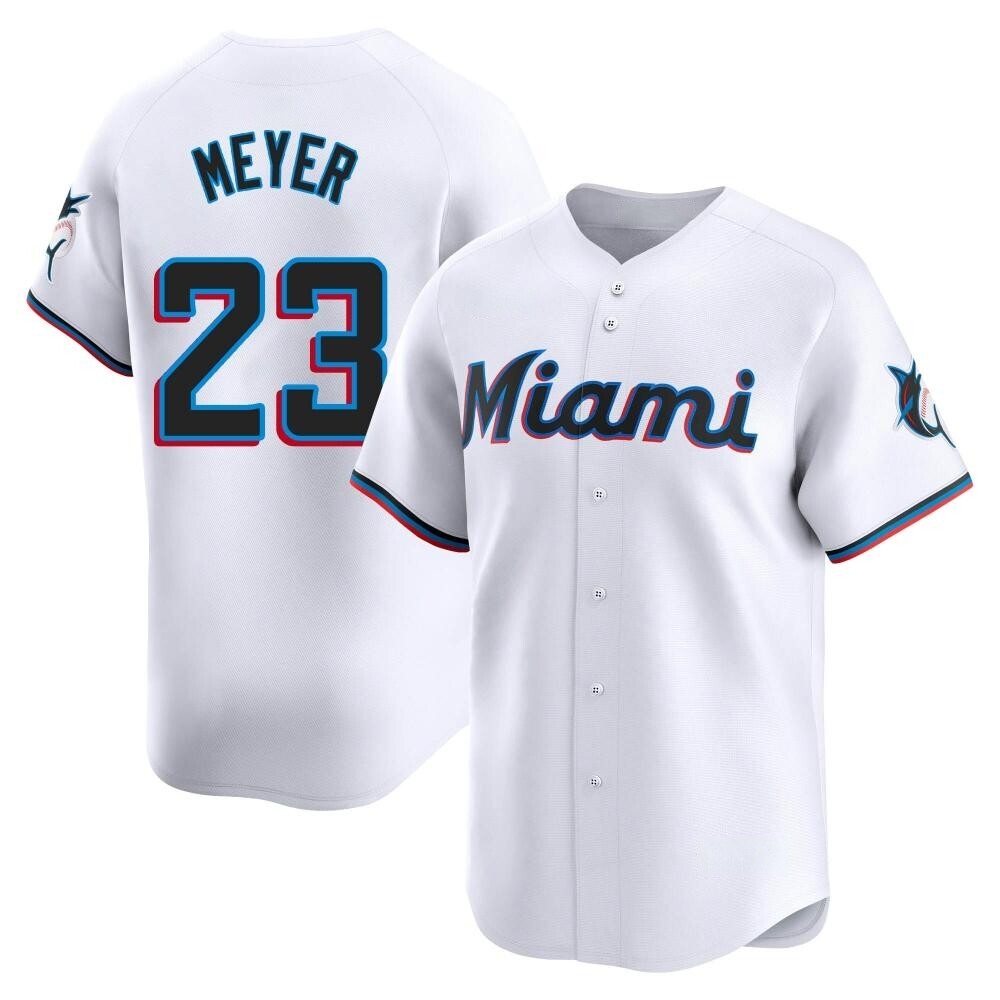 Limited Miami Marlins Max Meyer Home Jersey - White Limited Miami Marlins Max Meyer Home Jersey - White