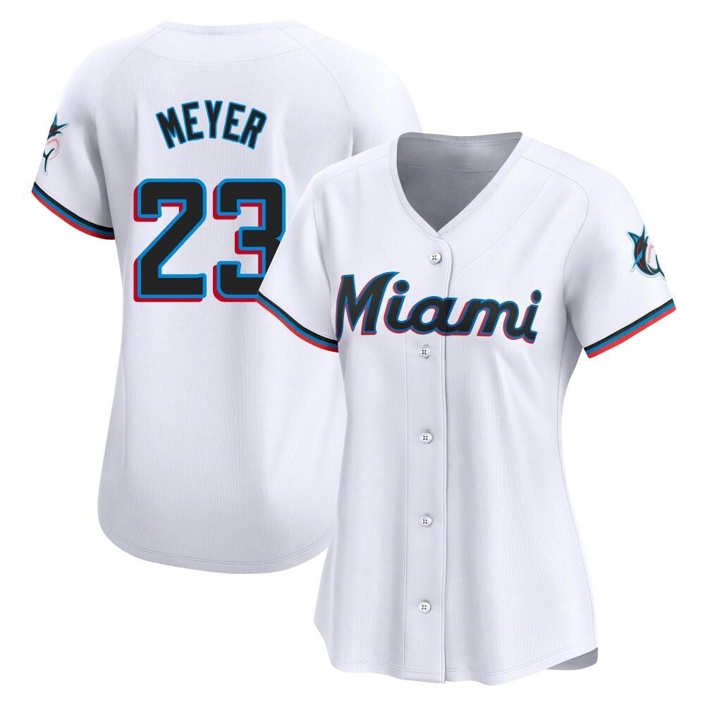 Women's Limited Miami Marlins Max Meyer Home Jersey - White Women's Limited Miami Marlins Max Meyer Home Jersey - White