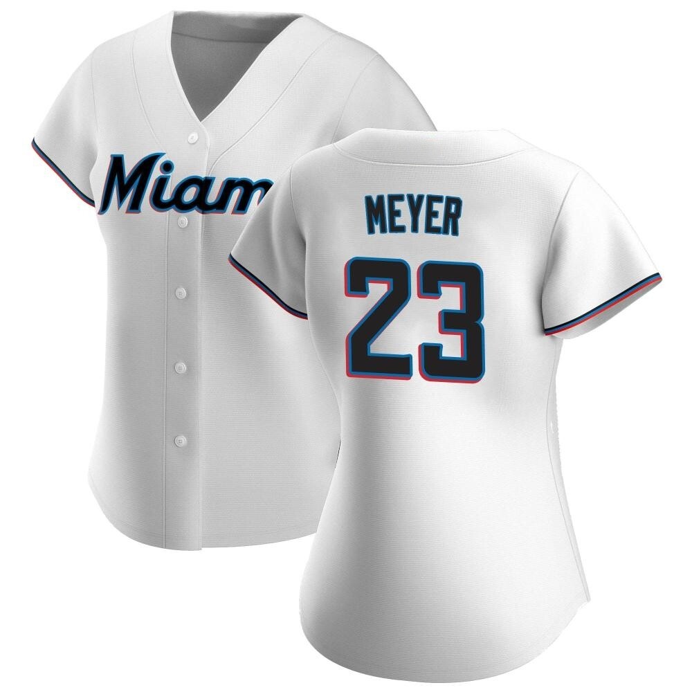 Women's Replica Miami Marlins Max Meyer Home Jersey - White Women's Replica Miami Marlins Max Meyer Home Jersey - White