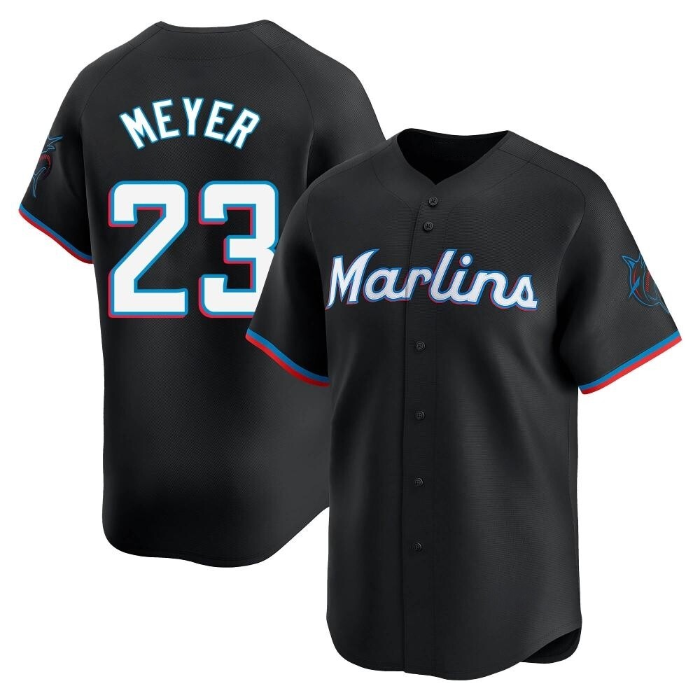 Youth Limited Miami Marlins Max Meyer Alternate Jersey - Black Youth Limited Miami Marlins Max Meyer Alternate Jersey - Black
