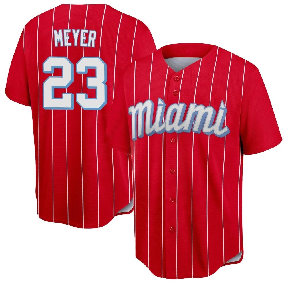 Youth Replica Miami Marlins Max Meyer 2021 City Connect Jersey - Red Youth Replica Miami Marlins Max Meyer 2021 City Connect Jersey - Red