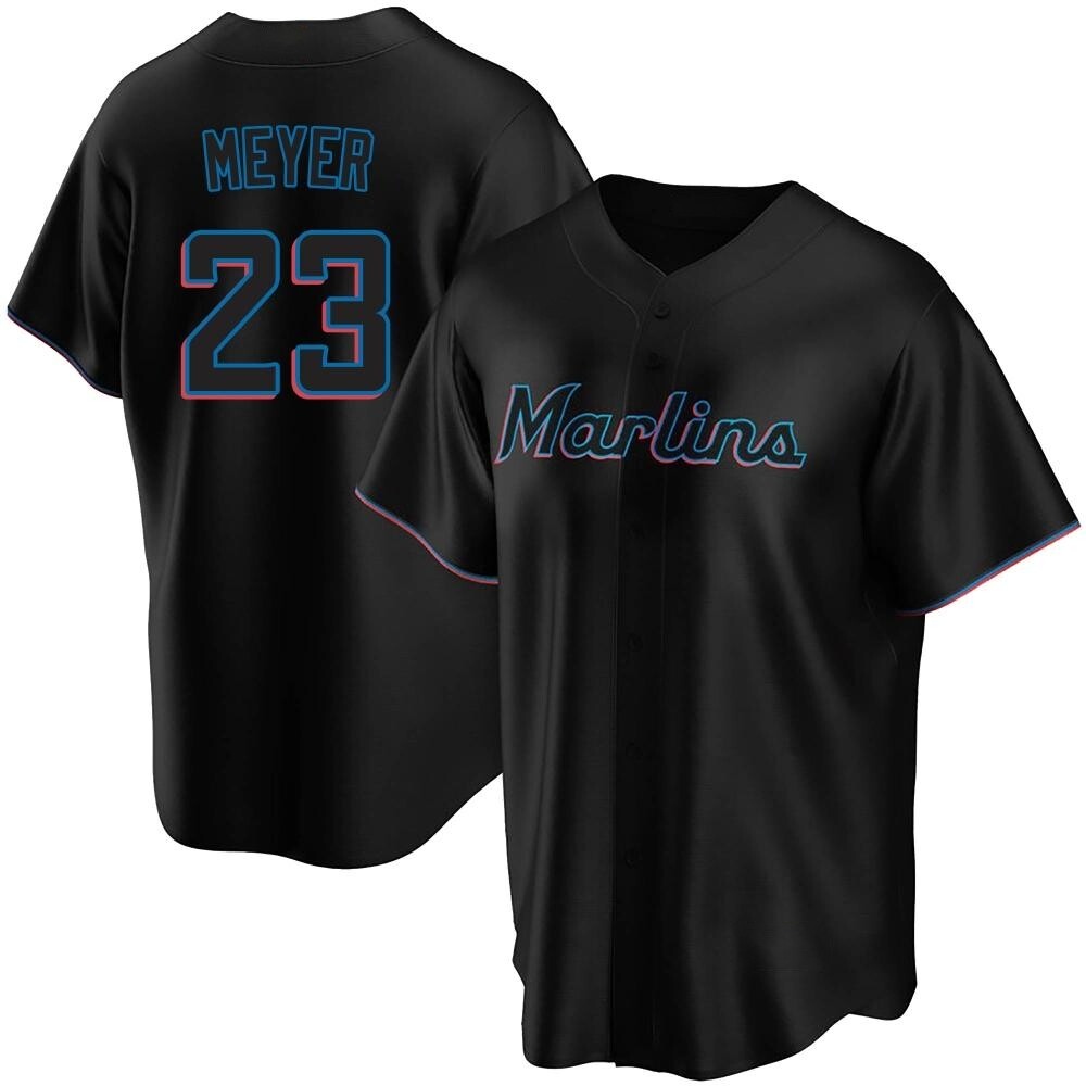 Youth Replica Miami Marlins Max Meyer Alternate Jersey - Black Youth Replica Miami Marlins Max Meyer Alternate Jersey - Black
