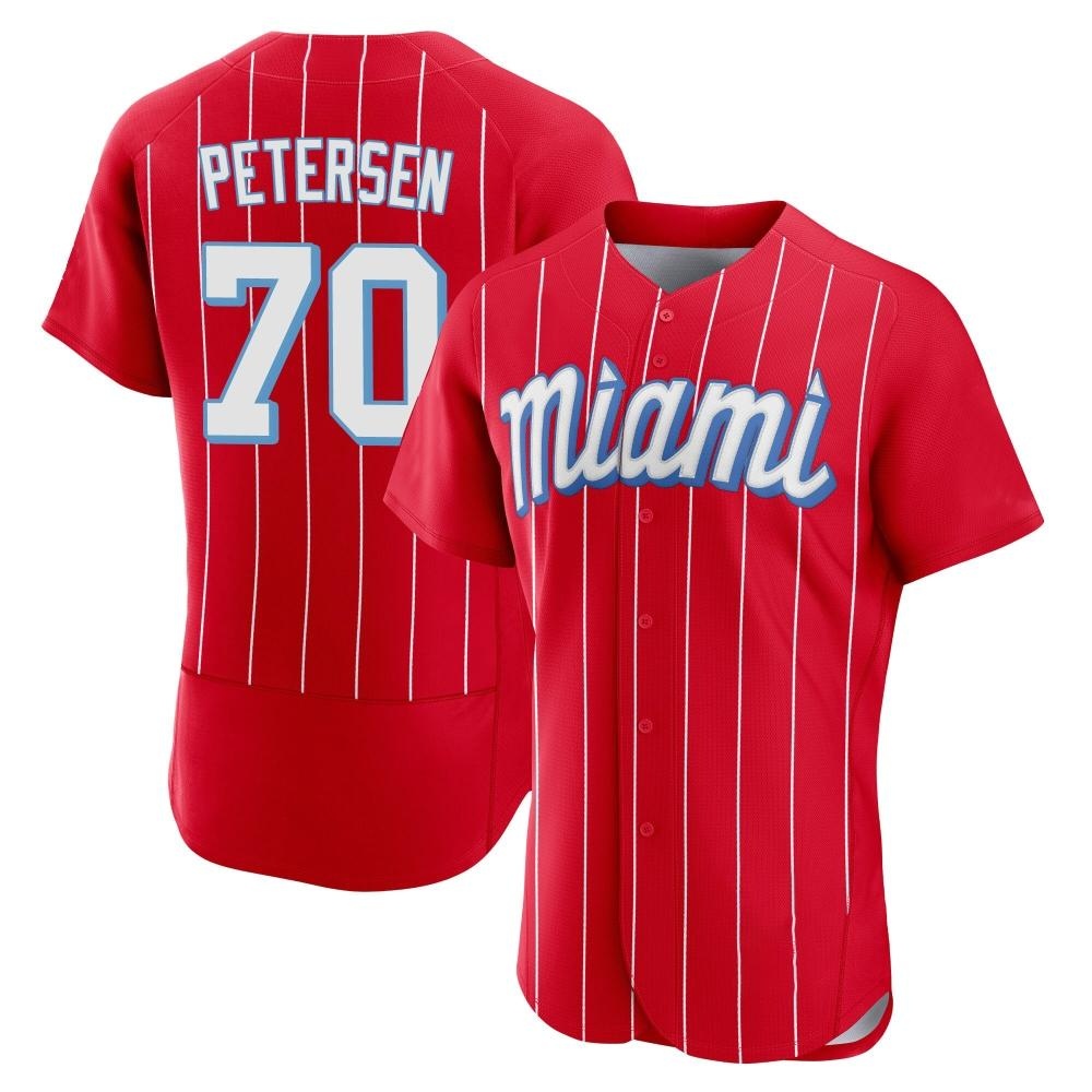 Authentic Miami Marlins Michael Petersen 2021 City Connect Jersey - Red Authentic Miami Marlins Michael Petersen 2021 City Connect Jersey - Red