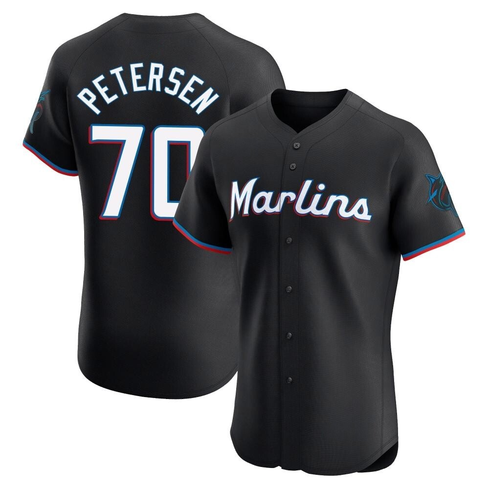 Elite Miami Marlins Michael Petersen Alternate Vapor Premier Jersey - Black Elite Miami Marlins Michael Petersen Alternate Vapor Premier Jersey - Black