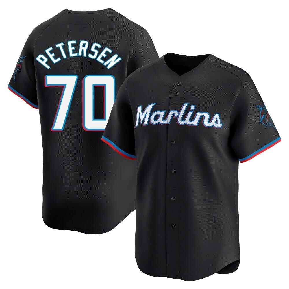 Limited Miami Marlins Michael Petersen Alternate Jersey - Black Limited Miami Marlins Michael Petersen Alternate Jersey - Black