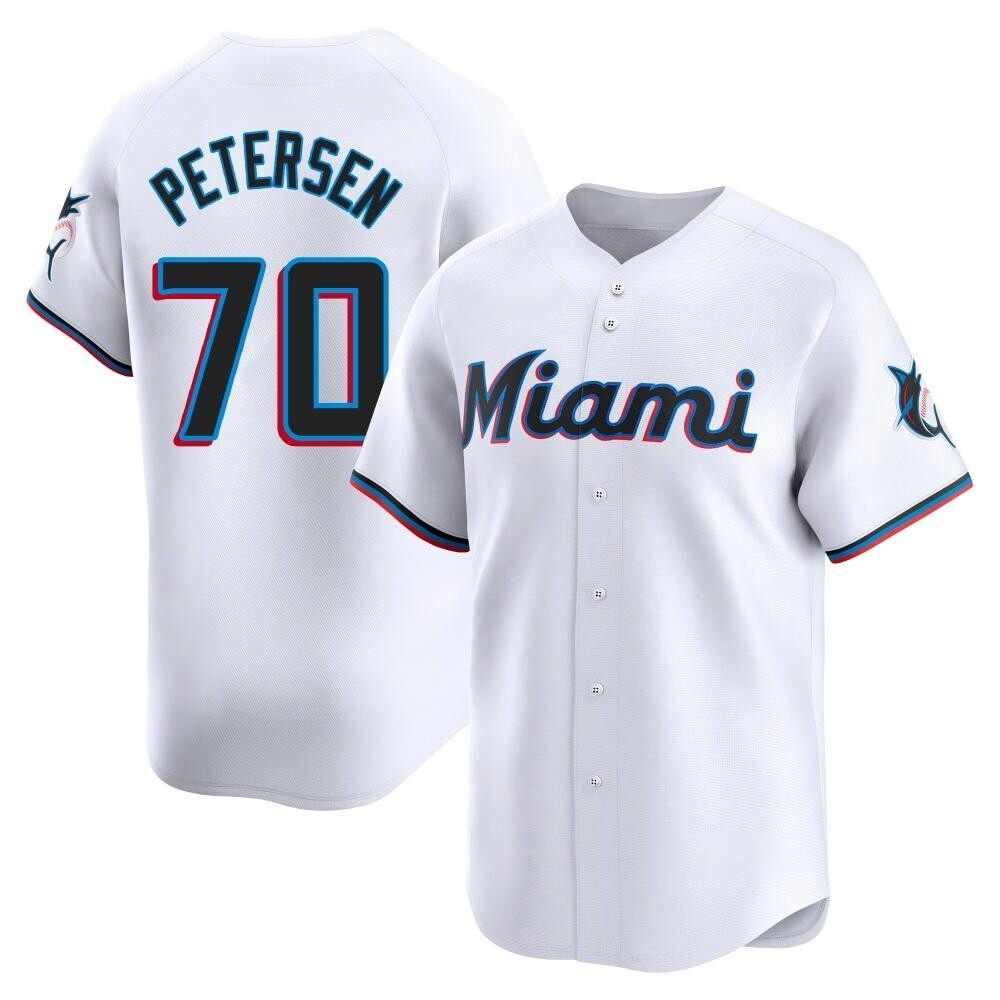 Limited Miami Marlins Michael Petersen Home Jersey - White Limited Miami Marlins Michael Petersen Home Jersey - White