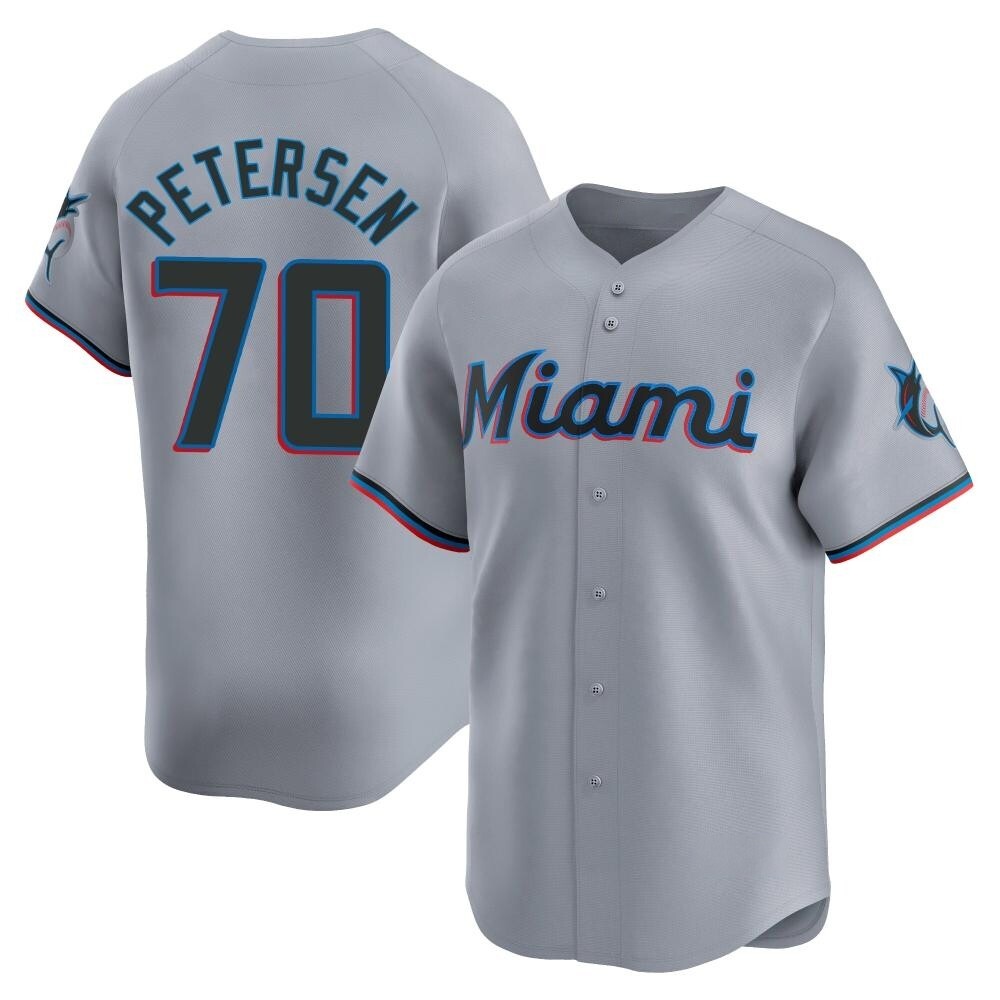 Limited Miami Marlins Michael Petersen Road Jersey - Gray Limited Miami Marlins Michael Petersen Road Jersey - Gray