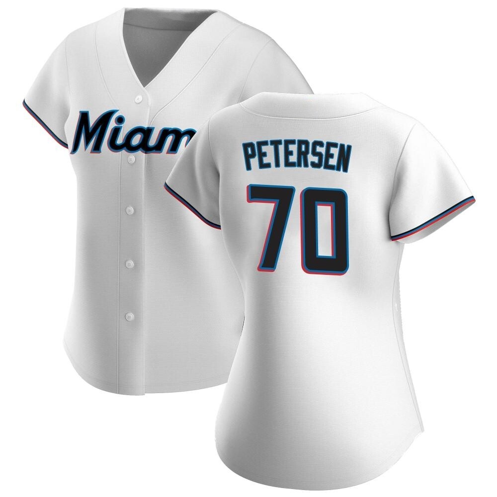 Women's Authentic Miami Marlins Michael Petersen Home Jersey - White Women's Authentic Miami Marlins Michael Petersen Home Jersey - White