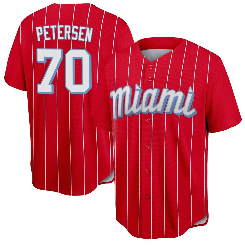 Youth Replica Miami Marlins Michael Petersen 2021 City Connect Jersey - Red Youth Replica Miami Marlins Michael Petersen 2021 City Connect Jersey - Red