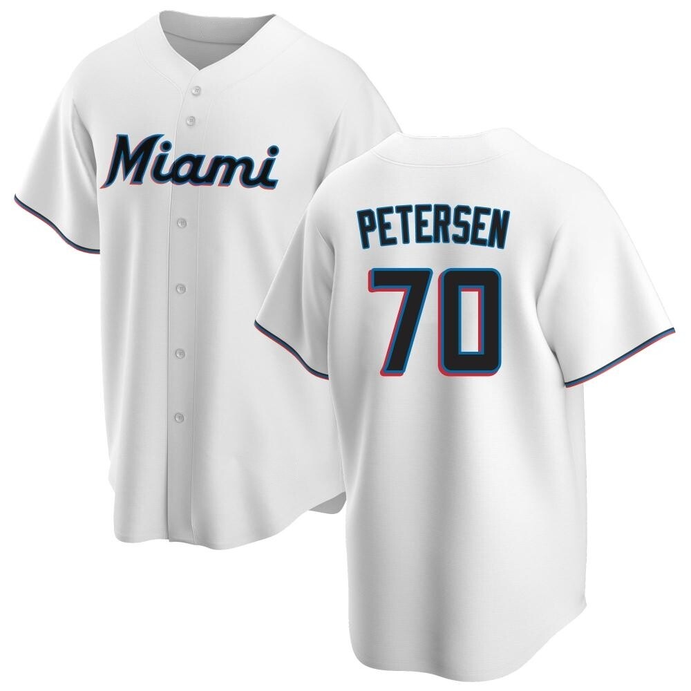 Youth Replica Miami Marlins Michael Petersen Home Jersey - White Youth Replica Miami Marlins Michael Petersen Home Jersey - White