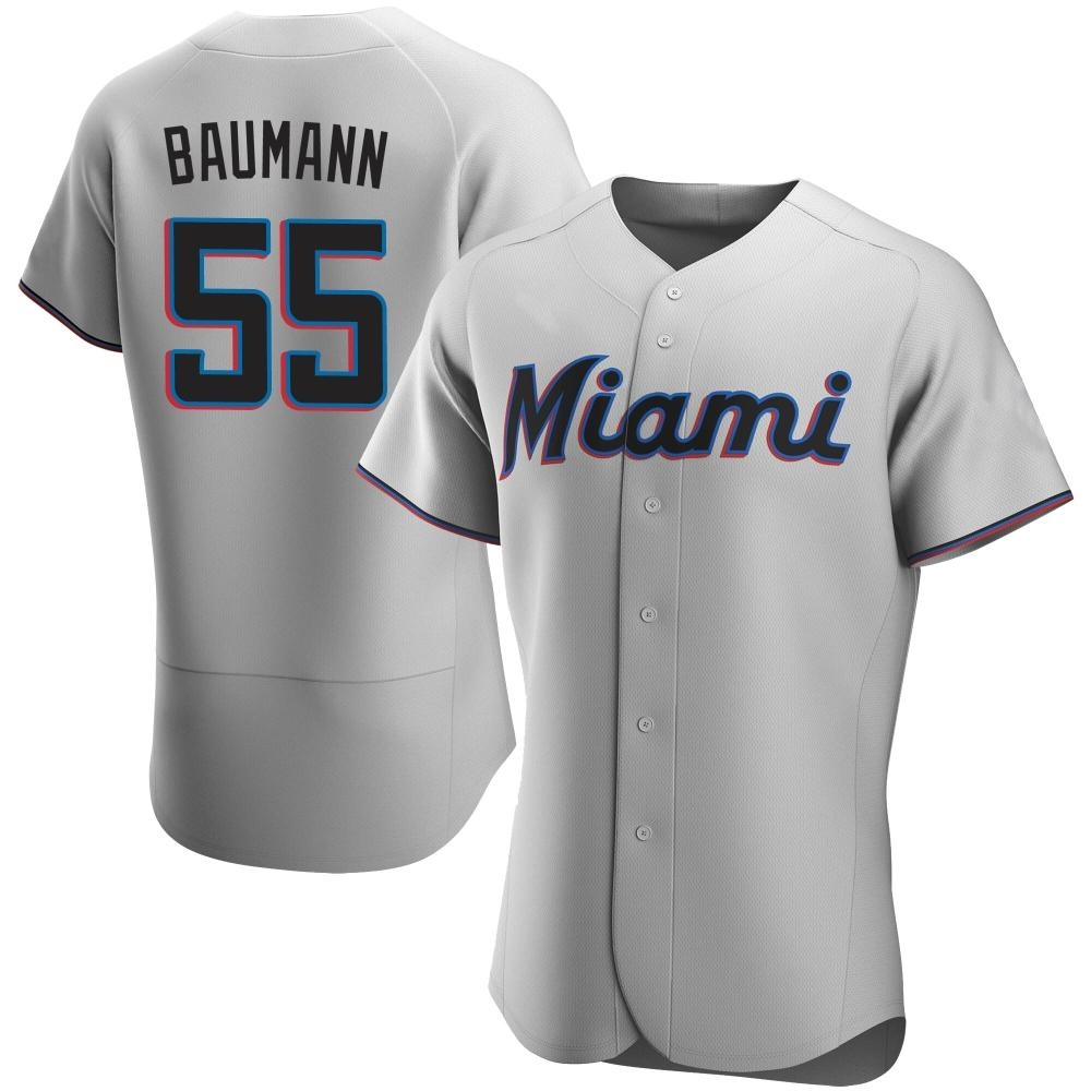 Authentic Miami Marlins Mike Baumann Road Jersey - Gray Authentic Miami Marlins Mike Baumann Road Jersey - Gray