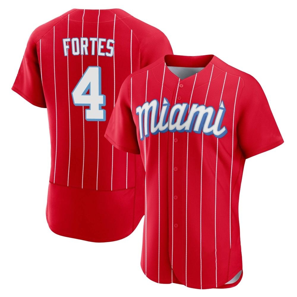 Authentic Miami Marlins Nick Fortes 2021 City Connect Jersey - Red Authentic Miami Marlins Nick Fortes 2021 City Connect Jersey - Red