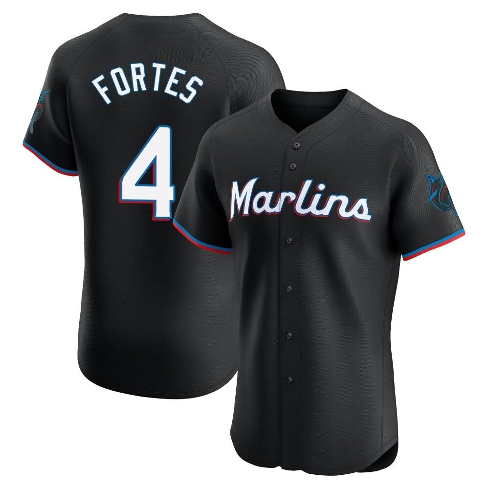 Elite Miami Marlins Nick Fortes Alternate Vapor Premier Jersey - Black Elite Miami Marlins Nick Fortes Alternate Vapor Premier Jersey - Black