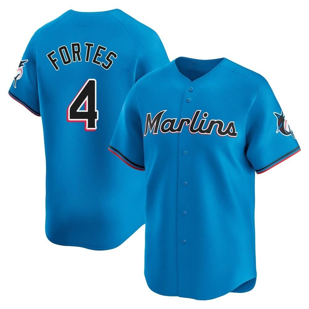 Limited Miami Marlins Nick Fortes Alternate Jersey - Blue Limited Miami Marlins Nick Fortes Alternate Jersey - Blue