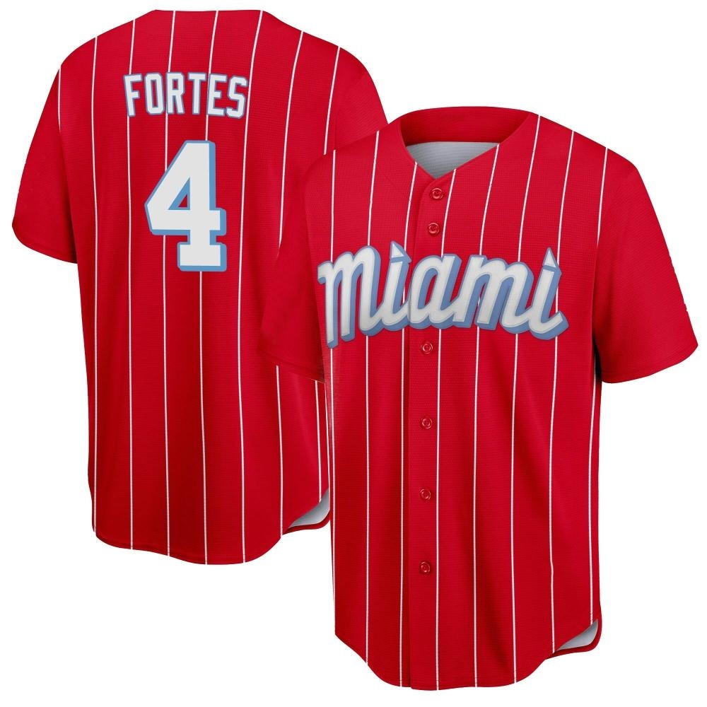 Replica Miami Marlins Nick Fortes 2021 City Connect Jersey - Red Replica Miami Marlins Nick Fortes 2021 City Connect Jersey - Red