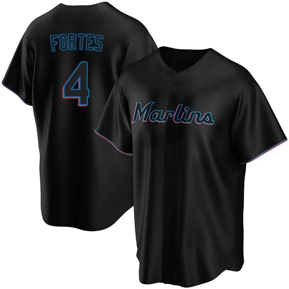 Replica Miami Marlins Nick Fortes Alternate Jersey - Black Replica Miami Marlins Nick Fortes Alternate Jersey - Black