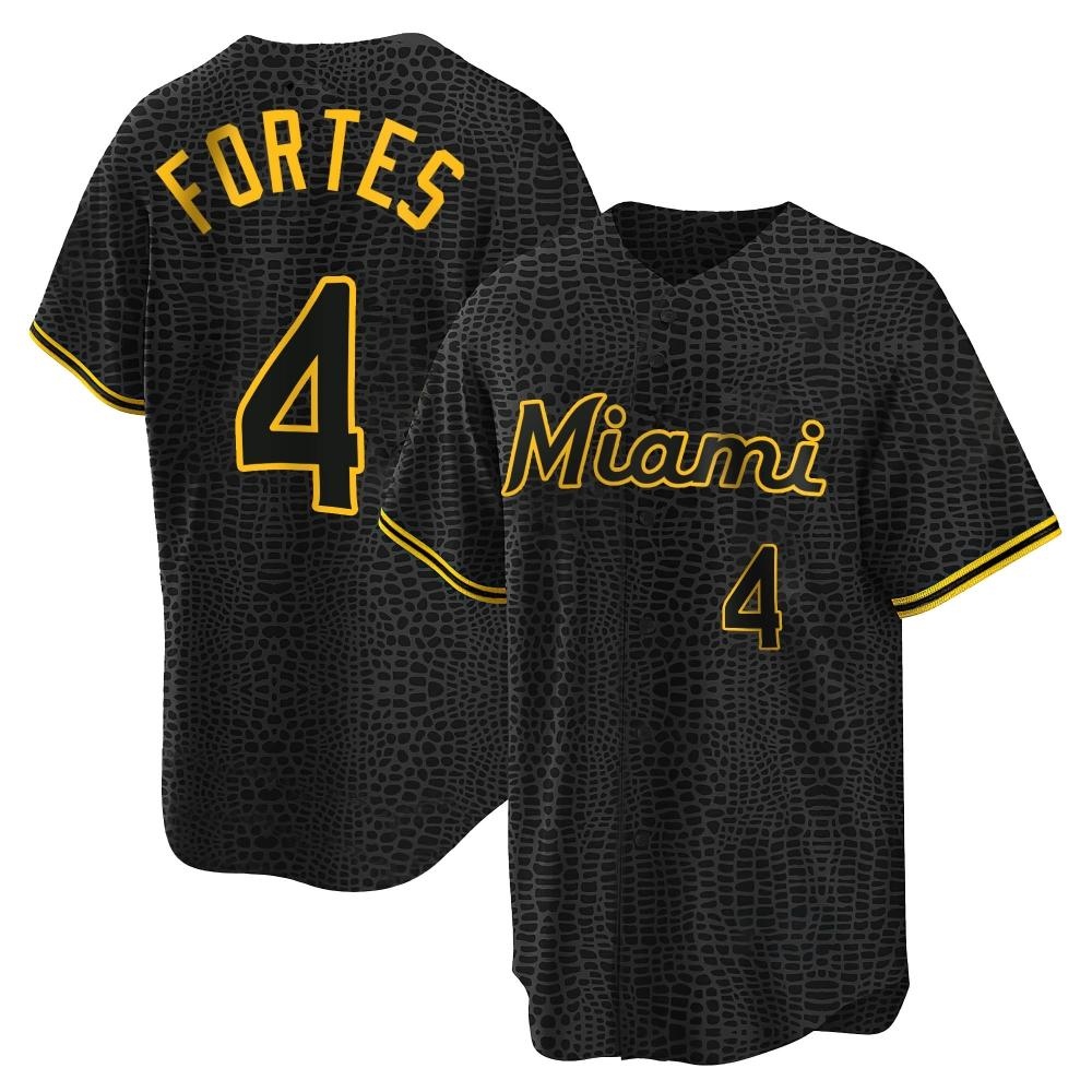 Replica Miami Marlins Nick Fortes Snake Skin City Jersey - Black Replica Miami Marlins Nick Fortes Snake Skin City Jersey - Black