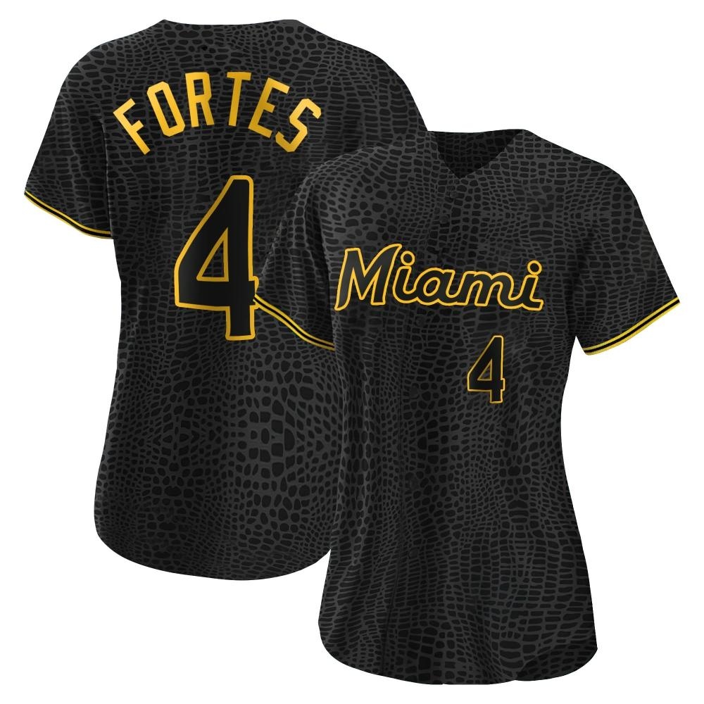 Women's Authentic Miami Marlins Nick Fortes Snake Skin City Jersey - Black Women's Authentic Miami Marlins Nick Fortes Snake Skin City Jersey - Black