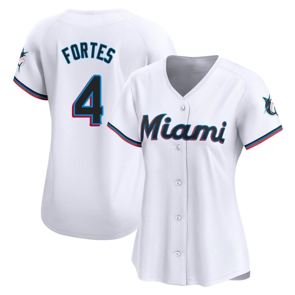 Women's Limited Miami Marlins Nick Fortes Home Jersey - White Women's Limited Miami Marlins Nick Fortes Home Jersey - White
