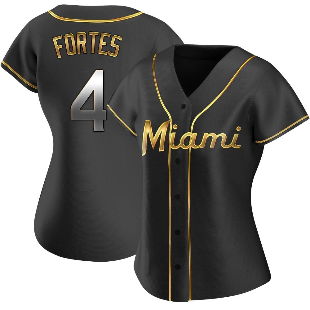 Women's Replica Miami Marlins Nick Fortes Alternate Jersey - Black Golden Women's Replica Miami Marlins Nick Fortes Alternate Jersey - Black Golden