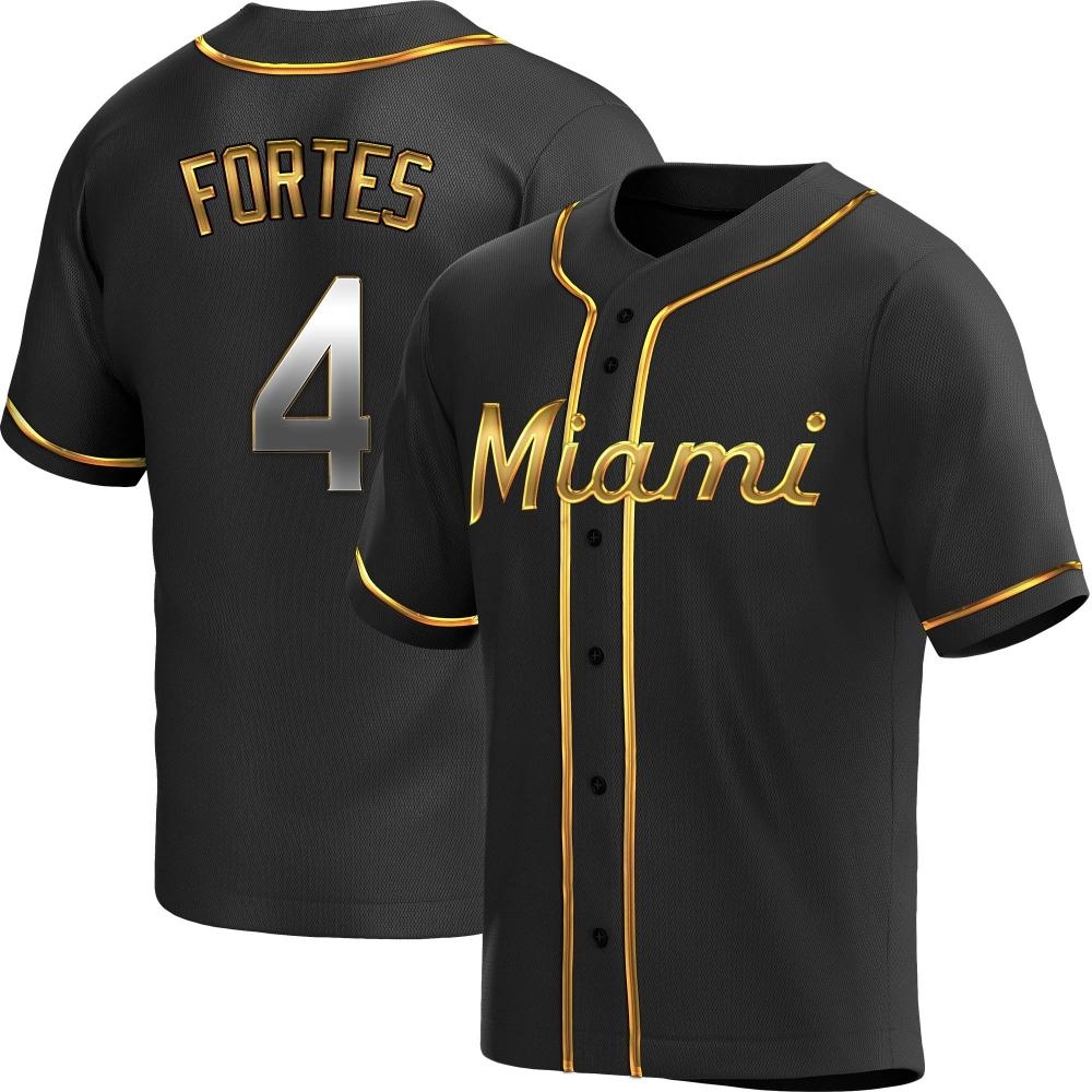 Youth Replica Miami Marlins Nick Fortes Alternate Jersey - Black Golden Youth Replica Miami Marlins Nick Fortes Alternate Jersey - Black Golden