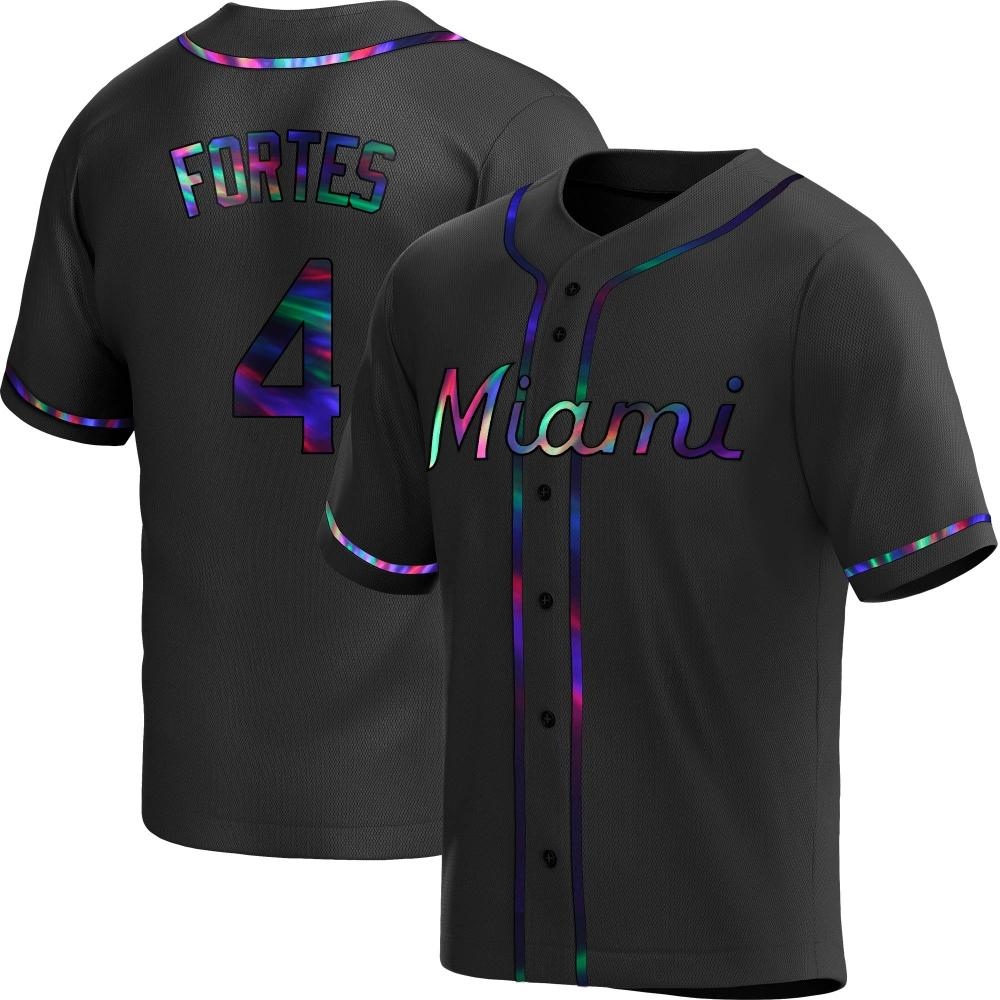 Youth Replica Miami Marlins Nick Fortes Alternate Jersey - Black Holographic Youth Replica Miami Marlins Nick Fortes Alternate Jersey - Black Holographic