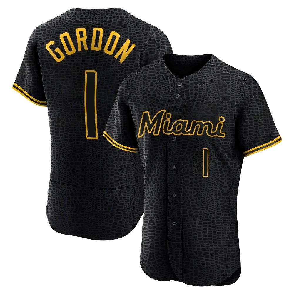 Authentic Miami Marlins Nick Gordon Snake Skin City Jersey - Black Authentic Miami Marlins Nick Gordon Snake Skin City Jersey - Black