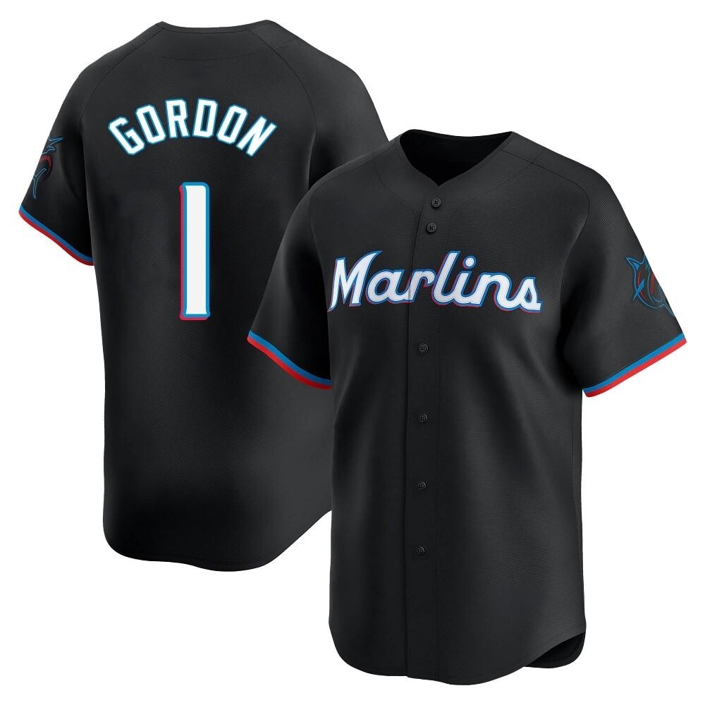 Limited Miami Marlins Nick Gordon Alternate Jersey - Black Limited Miami Marlins Nick Gordon Alternate Jersey - Black