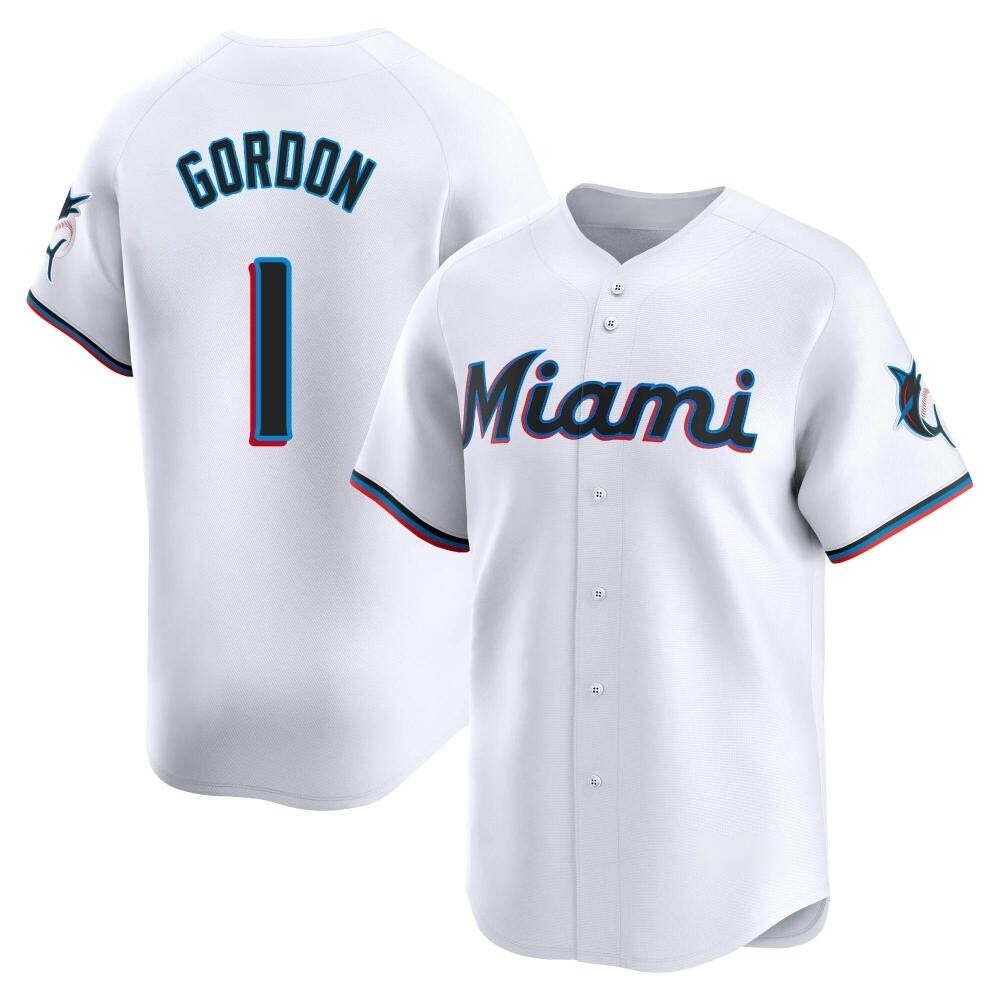 Limited Miami Marlins Nick Gordon Home Jersey - White Limited Miami Marlins Nick Gordon Home Jersey - White