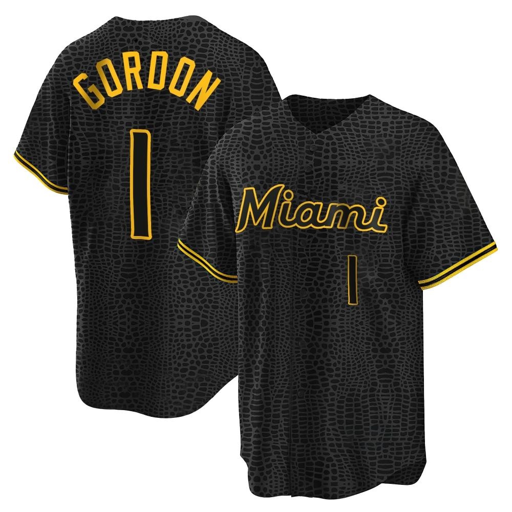 Replica Miami Marlins Nick Gordon Snake Skin City Jersey - Black Replica Miami Marlins Nick Gordon Snake Skin City Jersey - Black