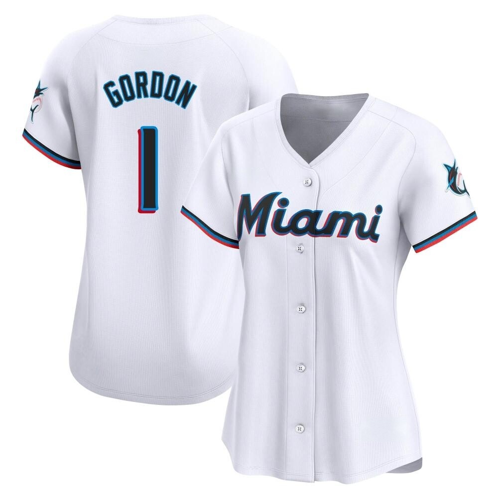 Women's Limited Miami Marlins Nick Gordon Home Jersey - White Women's Limited Miami Marlins Nick Gordon Home Jersey - White