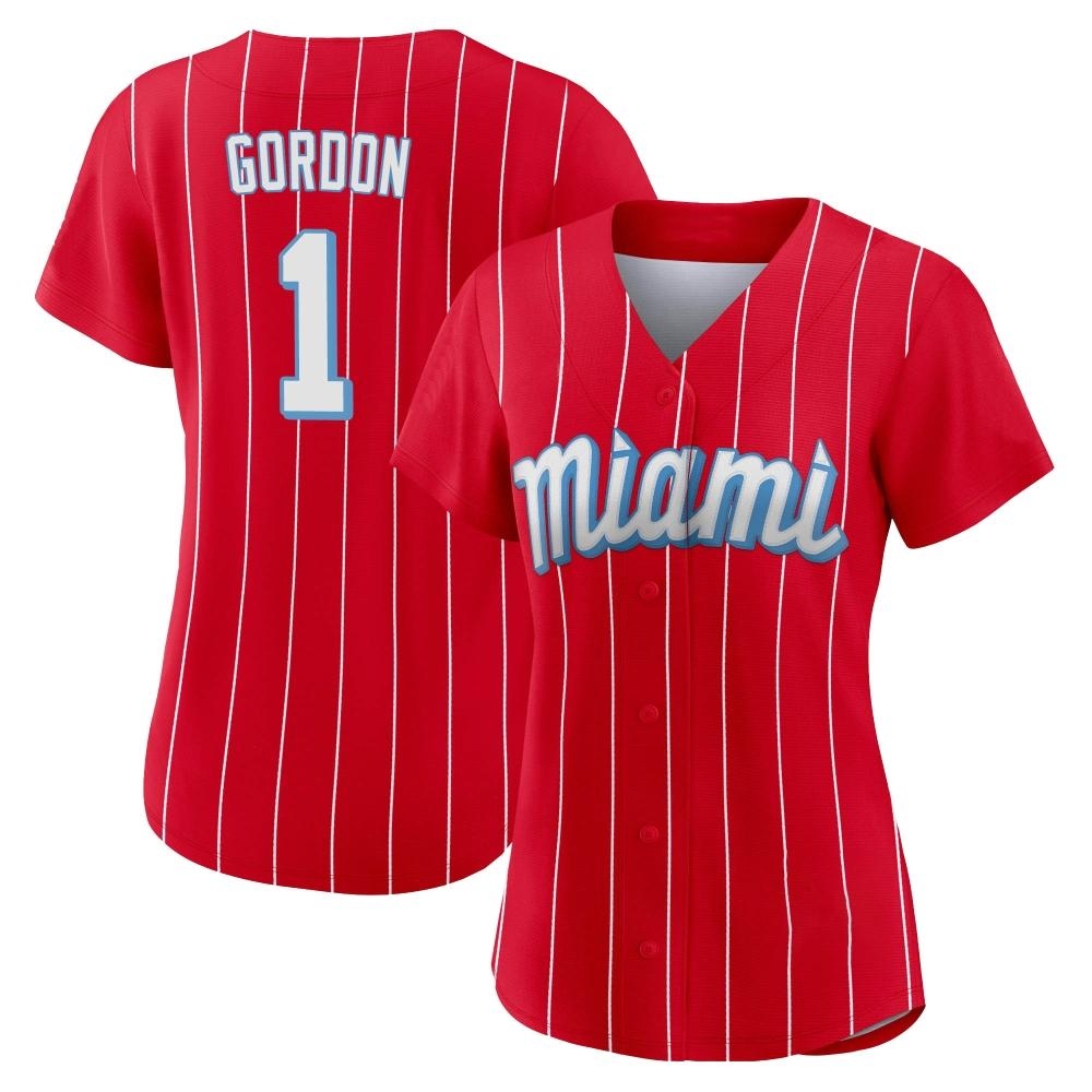 Women's Replica Miami Marlins Nick Gordon 2021 City Connect Jersey - Red Women's Replica Miami Marlins Nick Gordon 2021 City Connect Jersey - Red