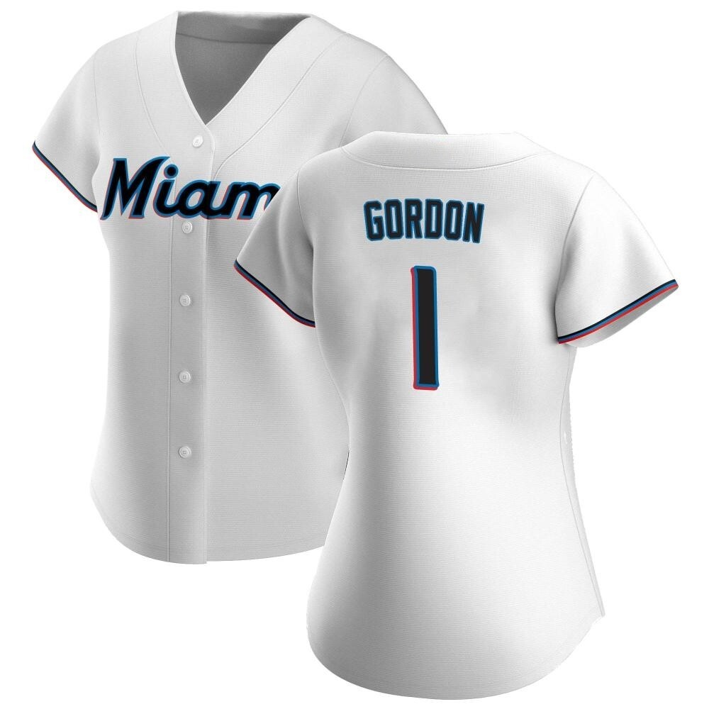 Women's Replica Miami Marlins Nick Gordon Home Jersey - White Women's Replica Miami Marlins Nick Gordon Home Jersey - White