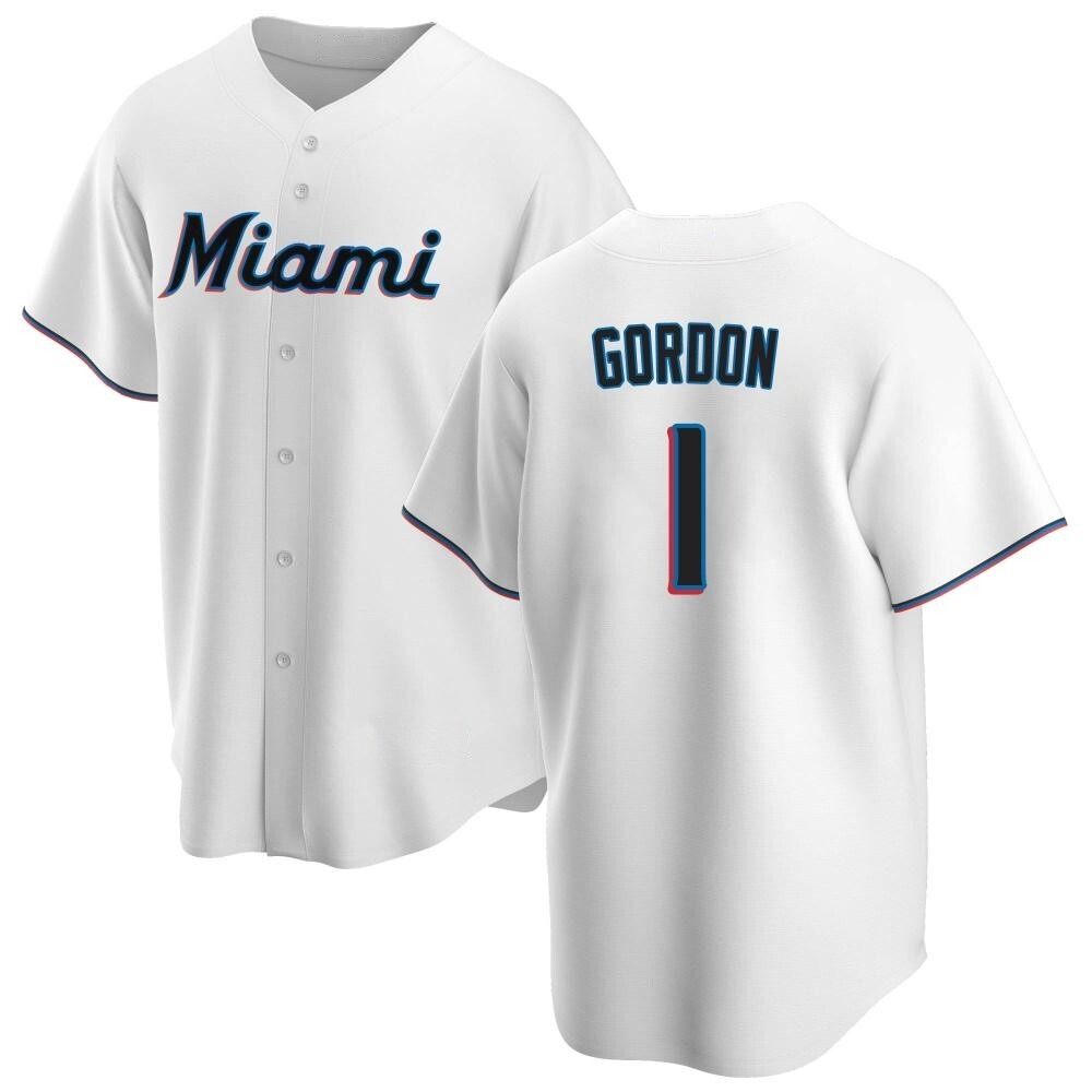 Youth Replica Miami Marlins Nick Gordon Home Jersey - White Youth Replica Miami Marlins Nick Gordon Home Jersey - White