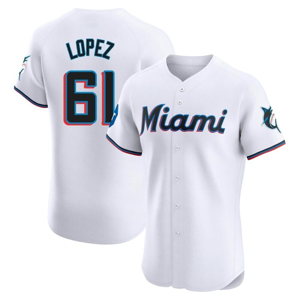 Elite Miami Marlins Otto Lopez Home Patch Jersey - White Elite Miami Marlins Otto Lopez Home Patch Jersey - White