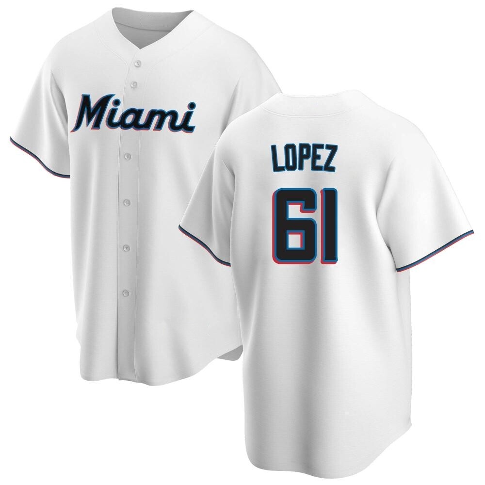 Replica Miami Marlins Otto Lopez Home Jersey - White Replica Miami Marlins Otto Lopez Home Jersey - White