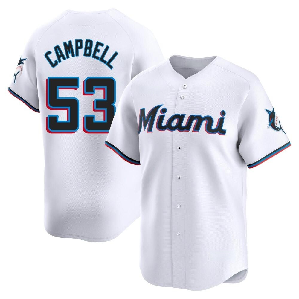 Limited Miami Marlins Paul Campbell Home Jersey - White Limited Miami Marlins Paul Campbell Home Jersey - White