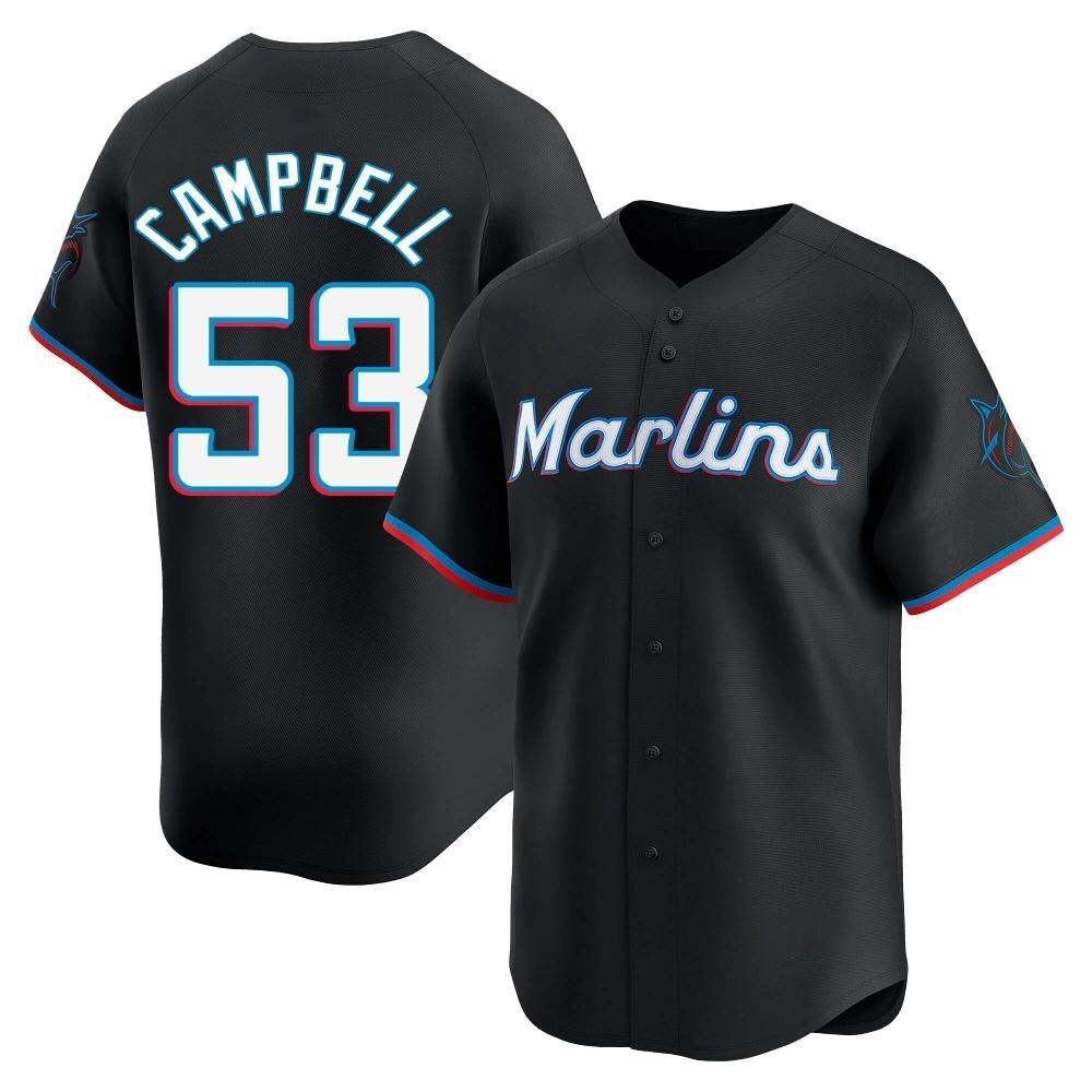 Youth Limited Miami Marlins Paul Campbell Alternate Jersey - Black Youth Limited Miami Marlins Paul Campbell Alternate Jersey - Black