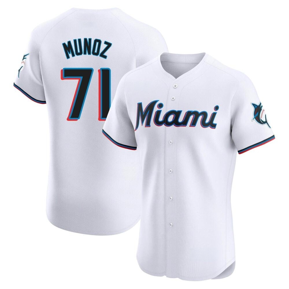 Elite Miami Marlins Roddery Munoz Home Jersey - White Elite Miami Marlins Roddery Munoz Home Jersey - White