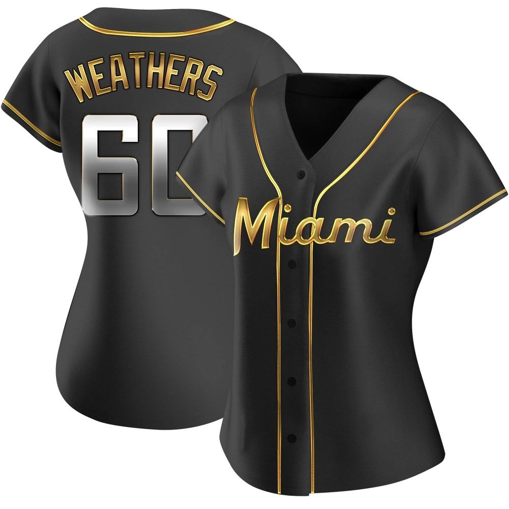 Women's Replica Miami Marlins Ryan Weathers Alternate Jersey - Black Golden Women's Replica Miami Marlins Ryan Weathers Alternate Jersey - Black Golden