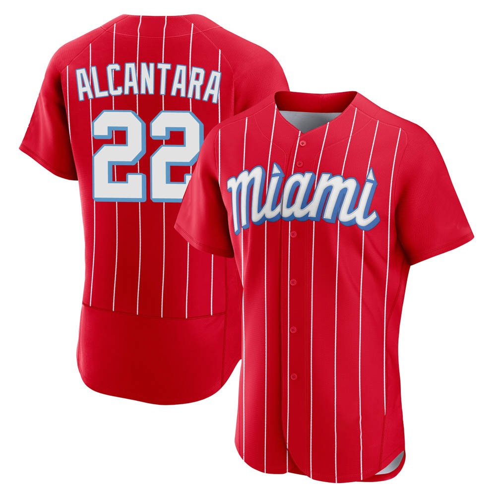 Authentic Miami Marlins Sandy Alcantara 2021 City Connect Jersey - Red Authentic Miami Marlins Sandy Alcantara 2021 City Connect Jersey - Red