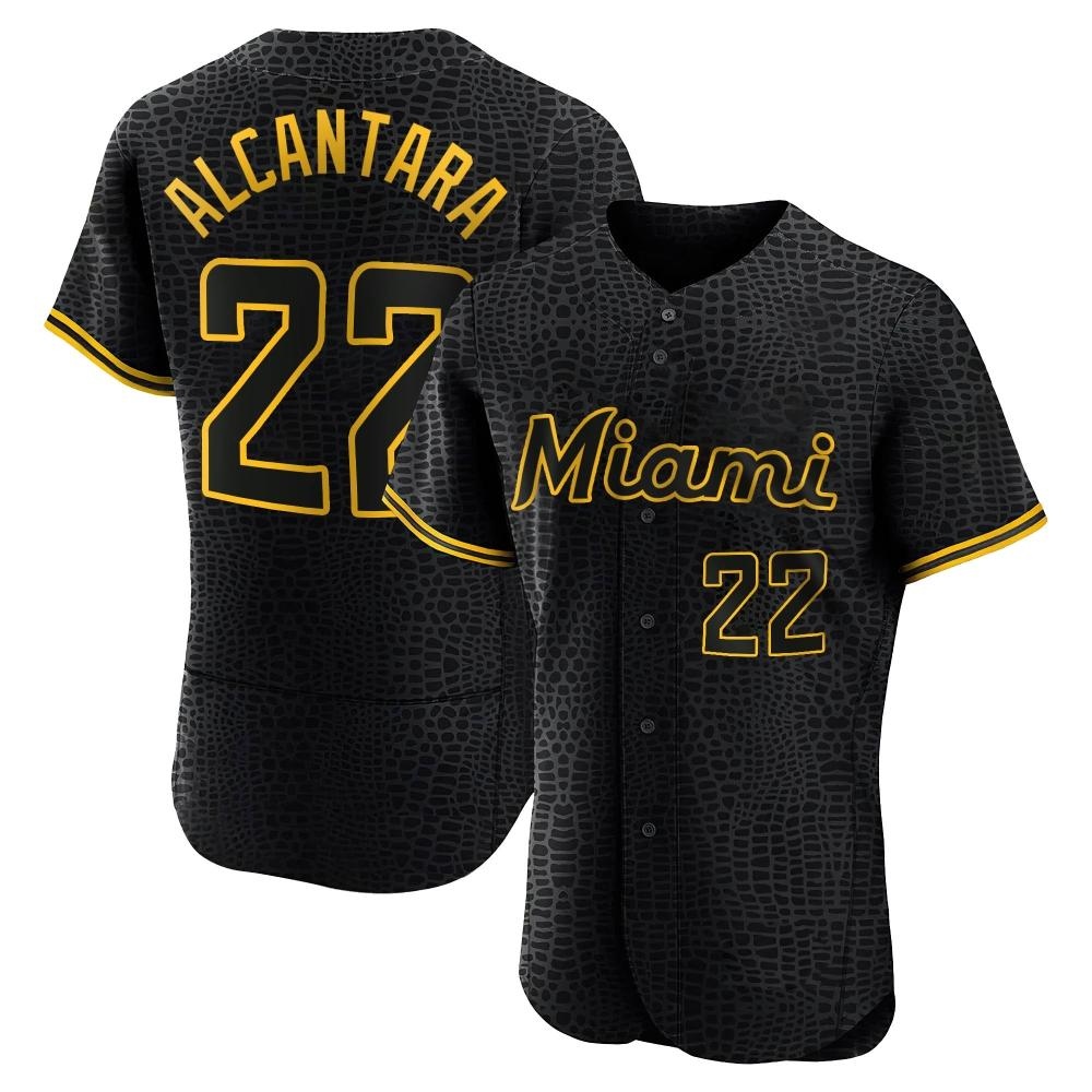 Authentic Miami Marlins Sandy Alcantara Snake Skin City Jersey - Black Authentic Miami Marlins Sandy Alcantara Snake Skin City Jersey - Black