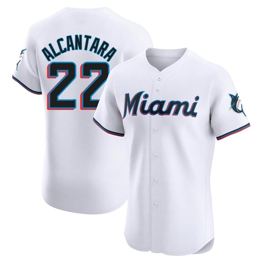 Elite Miami Marlins Sandy Alcantara Home Jersey - White Elite Miami Marlins Sandy Alcantara Home Jersey - White