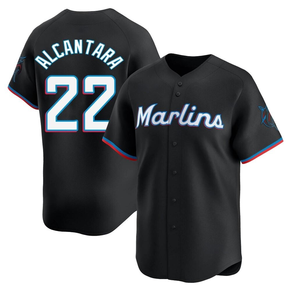 Limited Miami Marlins Sandy Alcantara Alternate Jersey - Black Limited Miami Marlins Sandy Alcantara Alternate Jersey - Black