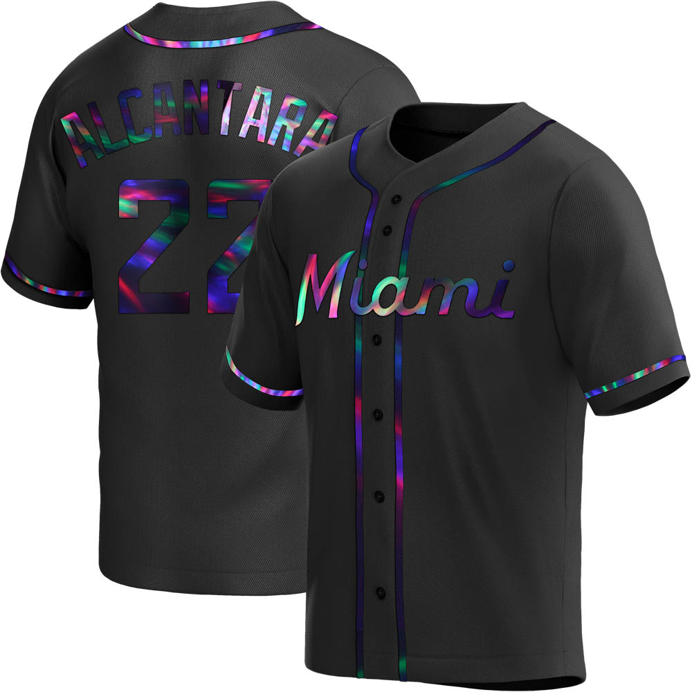 Replica Miami Marlins Sandy Alcantara Alternate Jersey - Black Holographic Replica Miami Marlins Sandy Alcantara Alternate Jersey - Black Holographic